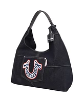 True Religion Retro Logo Denim Hobo Bag