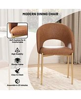 Pu Dining Side Chair with Metal Legs (Set of 2)