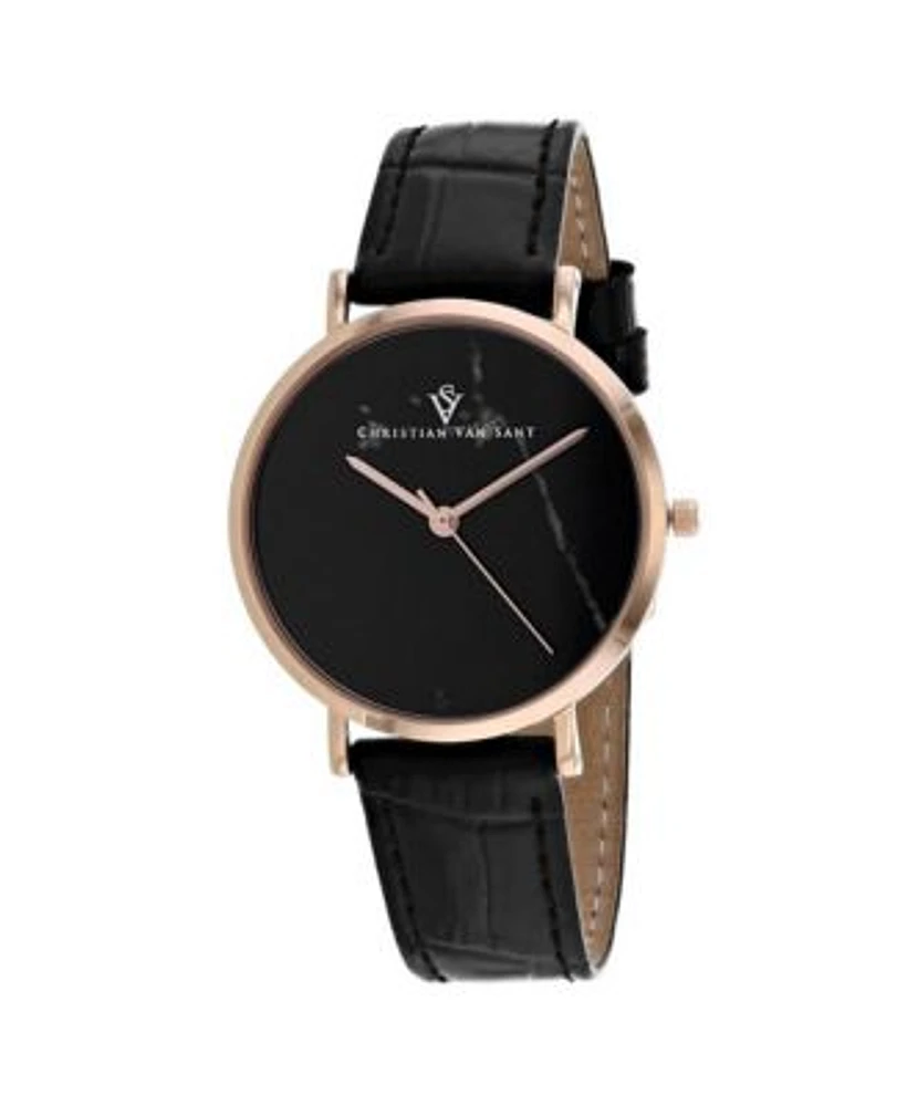 Christian Van Sant Womens Lotus Black Dial Watch Cv0423bk