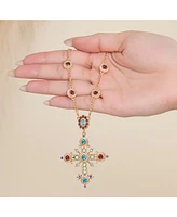 Jessica Simpson Gold-Tone Crystal Cross Pendant Necklace