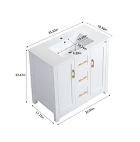 Casainc 36" Bathroom Vanity with Sink, 2 Soft-Close Doors & Drawers, Functional Storage Solution