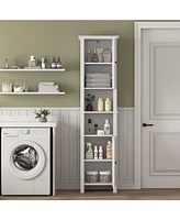 Casainc Bathroom Floor Storage Cabinet with 2 Doors, Multi-Shelf Wooden Cabinet for Living Room & Bathroom