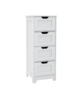 Casainc White Freestanding Storage Cabinet with 4 Drawers, Ideal for Bathroom, Kitchen & Living Room Organization