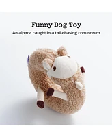 Fuzzwoof Alpaca Squeaky Plush Circle Dog Toy, Ultra-soft Fur with Built-in Ring Squeaker, Interactive Pet Toy for All Breeds Sizes.