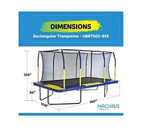 Plexalife 9' X 15' Gymnastics Style, Rectangular Trampoline Set with Premium Top-Ring Enclosure System - Blue/Yellow