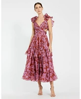 Mac Duggal Women's Ruffle Tiered Cut-Out Chiffon Dress