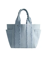 True Religion Frayed Handle Solid Denim Tote