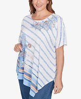 Ruby Rd. Plus Embellished Boho Stripe Top