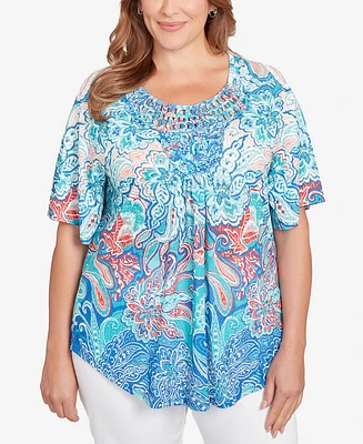 Ruby Rd. Plus Embellished Layered Paisley Top