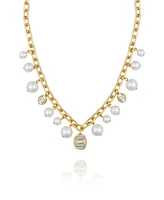 Vince Camuto Cultivated Pearl Chain Link Toggle Necklace