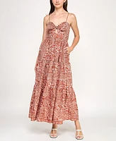 Trixxi Juniors' Printed Keyhole Sleeveless Maxi Dress