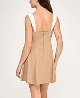 Trixxi Juniors' Printed Contrast-Trim Sleeveless Fit & Flare Dress