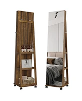 Vlsrka Led Jewelry Mirror Cabinet with Lights, Lock, and Rotating Function
