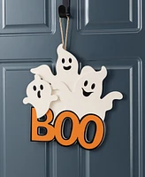 Glitzhome 14" Halloween Wooden Ghost Boo Door Hanger