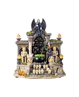 Glitzhome 9.75" Lighted Resin Halloween Haunted House Village