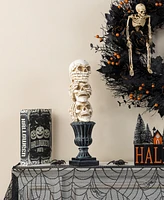 Glitzhome 18" Halloween Resin Stacked Skull Table Decor