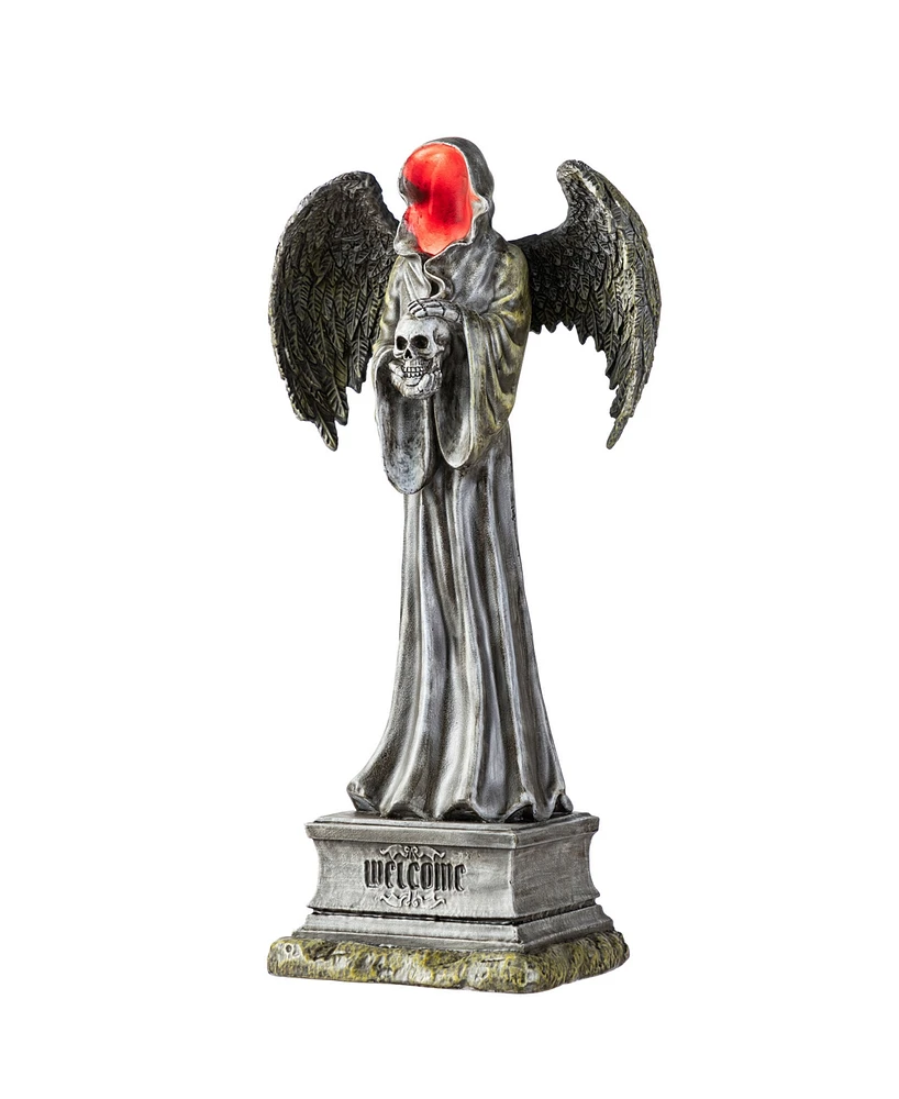 Glitzhome 24" Lighted Halloween Grim Reaper Resin Porch Decor