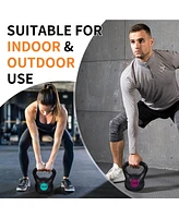 Sporzon! Wide Grip Kettle Bell Strength Training Weight Set, 5, 10, 15, 20, 25lb