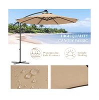 10 Feet Patio Umbrella with Crank and Solar Led Lights