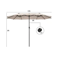 15 Feet Patio Double-Sided Umbrella with Hand-Crank System