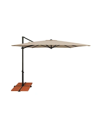 Mondawe 8.6FT Solefin Square Cantilever Umbrella with Cross Bar Stand,Black Frame