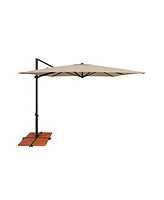 Mondawe 8.6FT Solefin Square Cantilever Umbrella with Cross Bar Stand,Black Frame