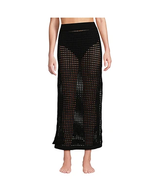 Lands' End Women's Cotton Open Knit Maxi Swim Cover-up Skirt
