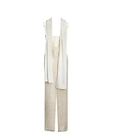 Miss Circle Women's Raizel Gold Beaded Sequin Bodycon Gown with Scarf