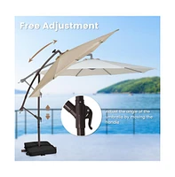 10 Feet Cantilever Umbrella with 32 Led Lights and Solar Panel Batteries