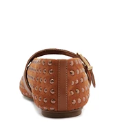 Schutz Women's Eiza Shine Studded Suede Buckle Flats