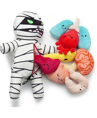 Nocciola 9-in-1 Zombie Plush Squeaky Dog Toy with 8 Organ-Shaped Toys for Small Medium Dogs
