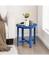 Round Adirondack Side Table Weather-Resistant for Outdoor Patio and Garden