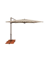 Mondawe 8.6FT Solefin Square Cantilever Umbrella with Cross Bar Stand,Bronze Frame