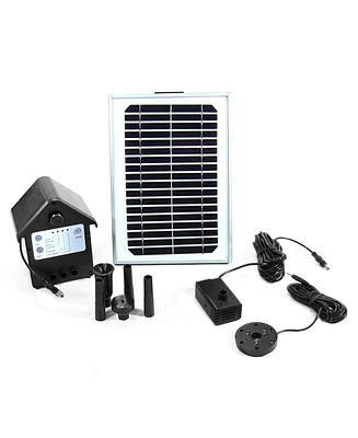 Sunnydaze Decor Outdoor Solar Powered Water Pump and Panel Kit with Battery Pack and Led Light - 65 Gph - 78"