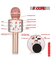 5 Core Microphone Wireless Karaoke Mic With Speaker 3 in 1 Portable Bluetooth Microfono Inalambrico - Wm Spk Copper+Gld