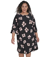 Tommy Hilfiger Plus Jersey Floral-Print Shift Dress