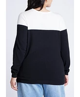Eloquii Women's Plus Sweetheart Colorblock Sweater