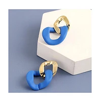 Sohi Women's Blue Colourblock Chainlink Drop Earrings