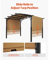 Slickblue Outdoor Retractable Pergola with Canopy Arched Top Metal Patio Pergola