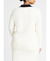 Eloquii Women's Henley Collared Sweater
