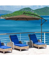 Gymax 10 Ft Offset Patio Umbrella Solar Powered Cantilever w/ 112 Led Lights