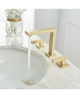 8 in. Widespread Double Handle Bathroom Faucet With Supply Hose in Brushed Gold