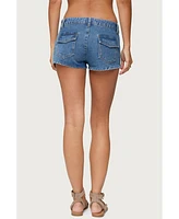 Edikted Women's Olivera Lace Up Denim Mini Skort