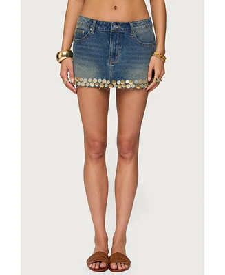 Edikted Women's Shaina Iridescent Denim Mini Skirt
