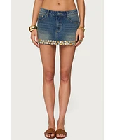 Edikted Women's Shaina Iridescent Denim Mini Skirt