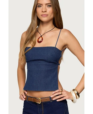 Edikted Women's Conley Backless Denim Top