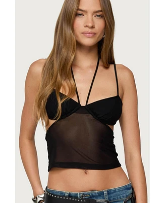 Edikted Women's Strappy Sheer Mesh Cupped Top