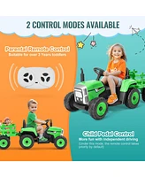 Kids Ride on Tractor 12V Electric Toy Tractor with Trailer Remote Control