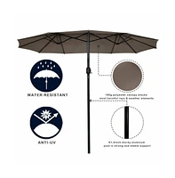 15 Feet Double-Sided Outdoor Patio Umbrella with Crank without Base