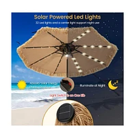 9 Feet Solar Powered Thatched Tiki Patio Umbrella with Led Lights.